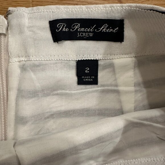 Jcrew Factory Cotton Linen Striped Pencil Skirt Size 2 - Picture 4 of 7